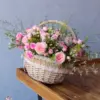 Blush Pink Roses & Wild Greens Flower Basket RAK | سلة زهور الجوري الوردي والأوراق الخضراء رأس الخيمة