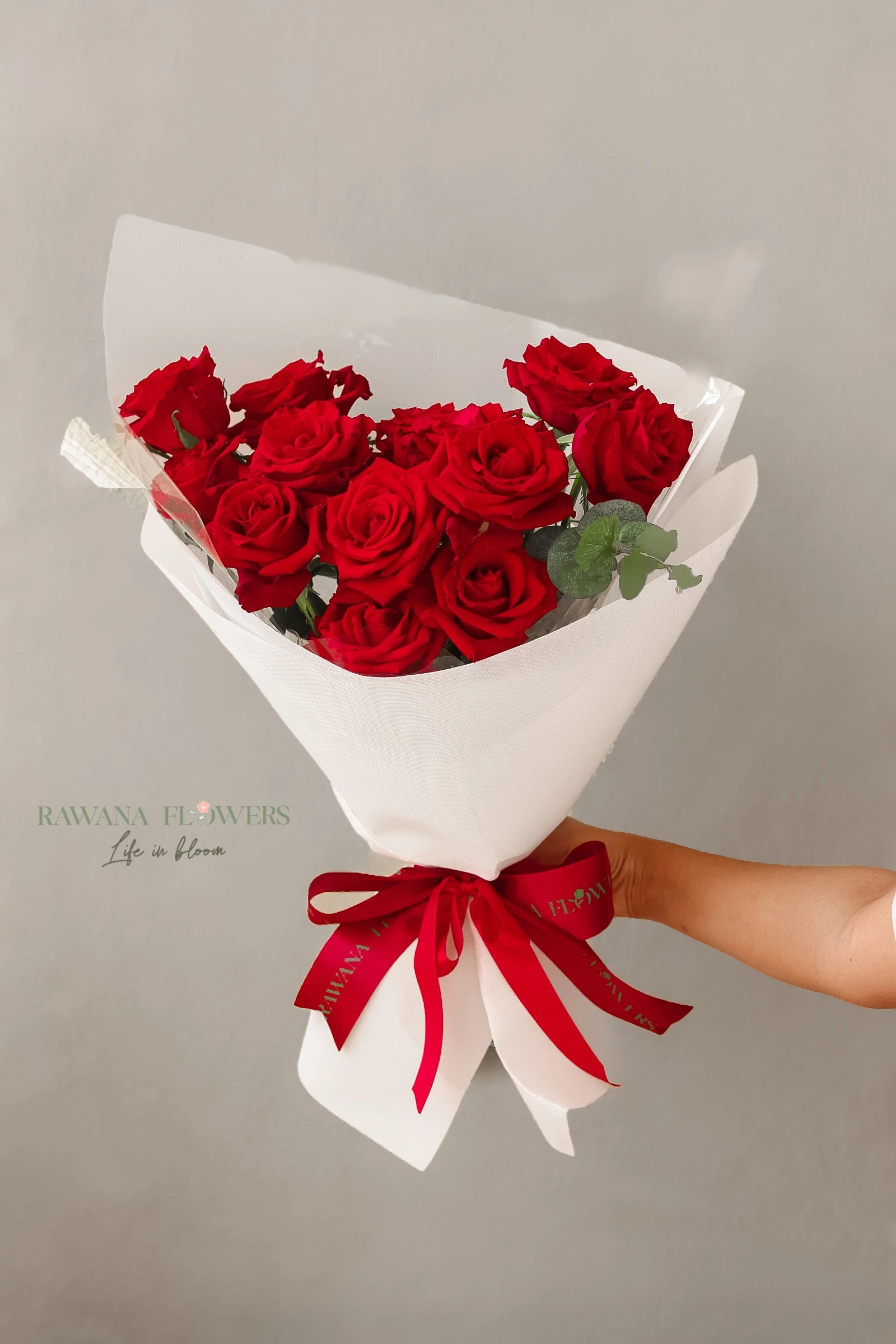 Classic Red Roses Bouquet in Elegant White Wrap