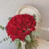 Red Roses Hand Bouquet with Eucalyptus Dubai | باقة جوري أحمر مع لمسات الإيكالبتوس دبي