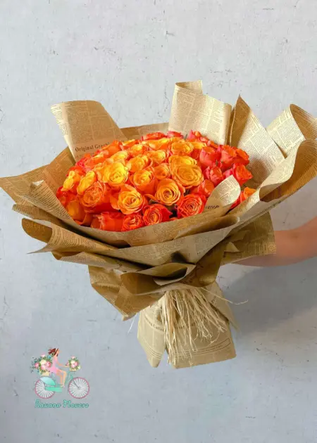 Luxury Orange Roses Grand Hand Bouquet RAK | باقة يد كبيرة من الجوري البرتقالي الفاخر رأس الخيمة
