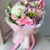 Romantic Pink Garden Bouquet Roses Tulips Calla UAE | باقة حديقة وردية رومانسية جوري وتوليب وكالا الإمارات