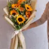 Sunny Sunflowers Hand Bouquet Wildflowers UAE | باقة يد عباد الشمس المشرقة مع زهور برية الإمارات